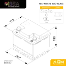 BSA AGM Autobatterie 55Ah 12V Batterie Start-Stop Starterbatterie