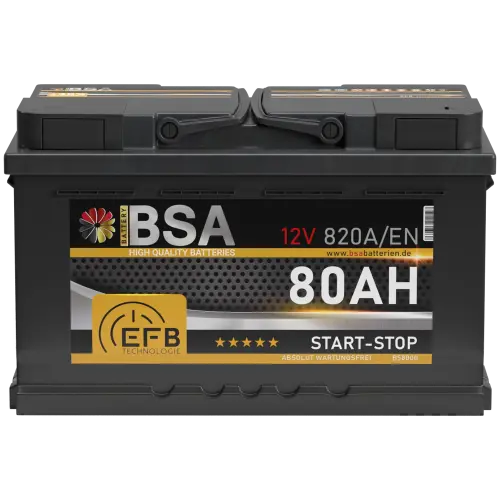 BSA EFB Autobatterie 80Ah 12V Start Stop Autobatterie