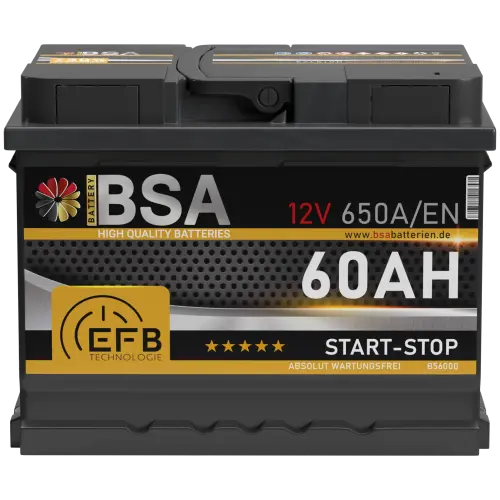 BSA EFB Autobatterie 60Ah 12V Start Stop Autobatterie