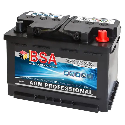 BSA Professional Solarbatterie AGM 75Ah 12V