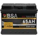 BSA AGM Autobatterie 65Ah 12V Batterie Start-Stop...