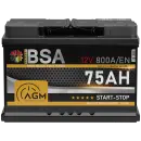 BSA AGM Autobatterie 75Ah 12V Batterie Start-Stop...