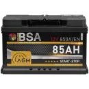 BSA AGM Autobatterie 85Ah 12V Batterie Start-Stop...