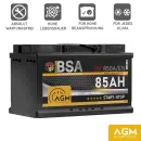 BSA AGM Autobatterie 85Ah 12V Batterie Start-Stop...
