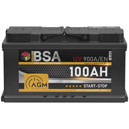 BSA AGM Batterie 100Ah 12V Autobatterie Start-Stop Starterbatterie