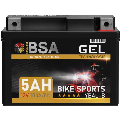 BSA YB4L-B Gel Motorradbatterie 5Ah 12V