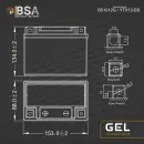 BSA YTX12-BS Gel Motorradbatterie 12Ah 12V