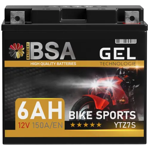 BSA YTZ7S Gel Motorradbatterie 6Ah 12V