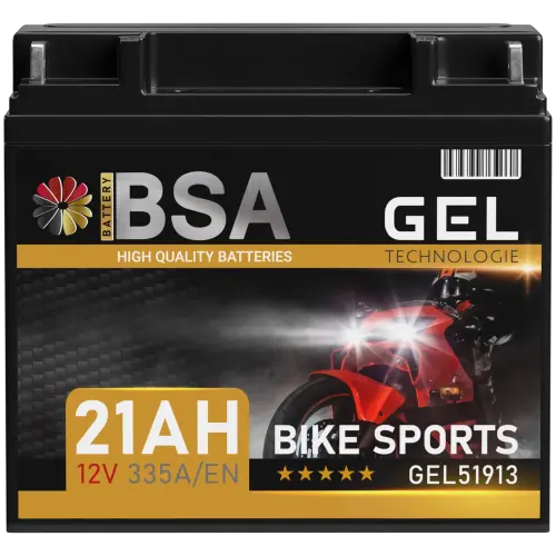 BSA 51913 Gel Motorradbatterie 21Ah 12V