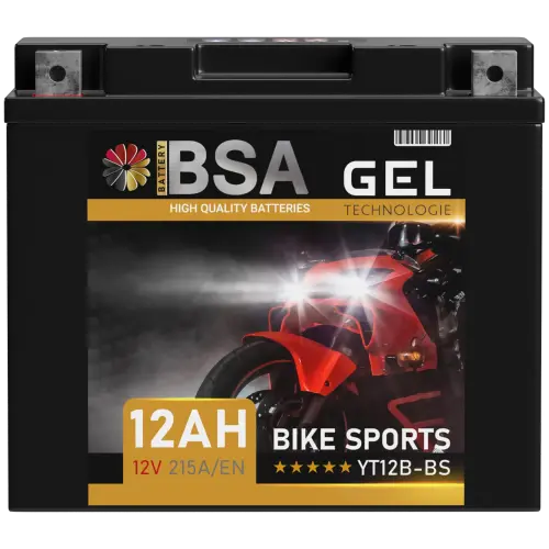 BSA YT12B-BS Gel Motoradbatterie 12Ah 12V
