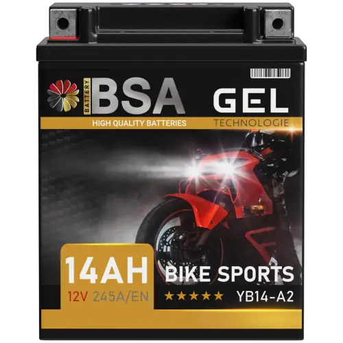 BSA YB14-A2 Gel Motorradbatterie 14Ah 12V