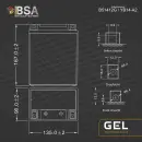 BSA YB14-A2 Gel Motorradbatterie 14Ah 12V