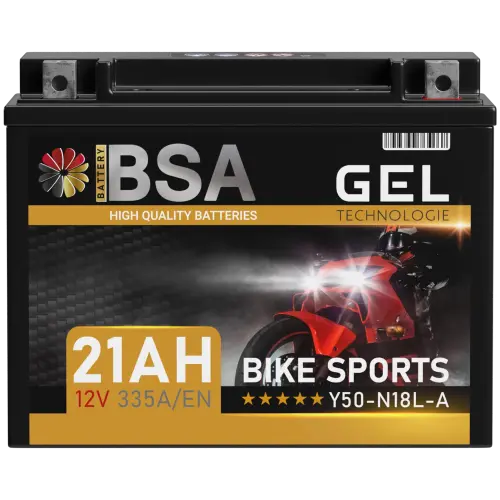 BSA Y50-N18L-A Gel Motorradbatterie 21Ah 12V