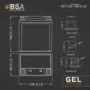 BSA YB10L-A2 Gel Motorradbatterie 11Ah 12V