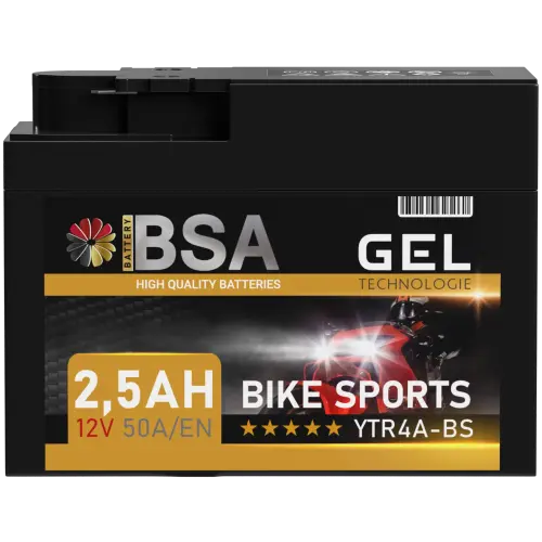 BSA YTR4A-BS Gel Motorradbatterie 2,5Ah 12V