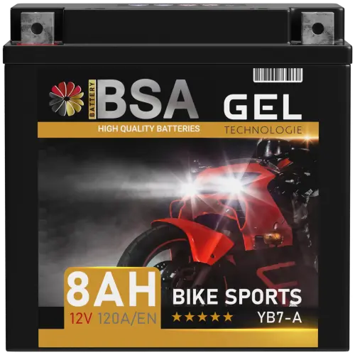 BSA YB7-A Gel Motorradbatterie 8Ah 12V