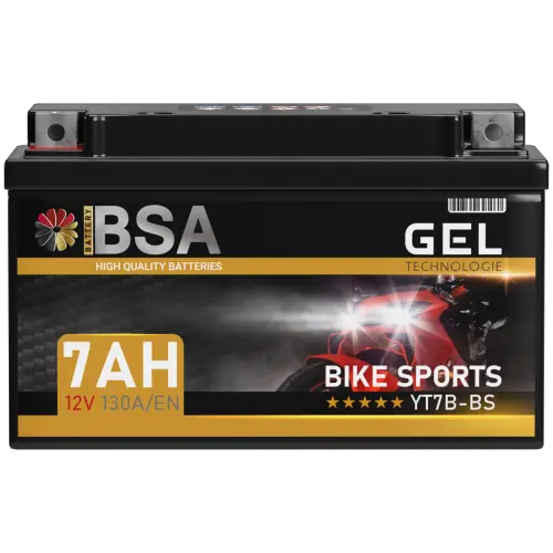 BSA YT7B-BS Gel Motorradbatterie 7Ah 12V