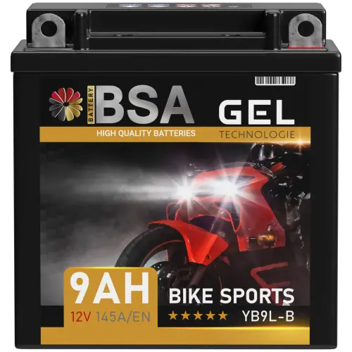 BSA YB9L-B Gel Motorradbatterie 9Ah 12V