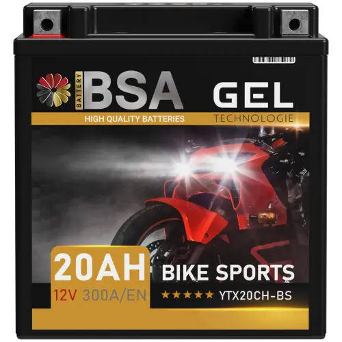 BSA YTX20CH-BS Gel Motorradbatterie 20Ah 12V
